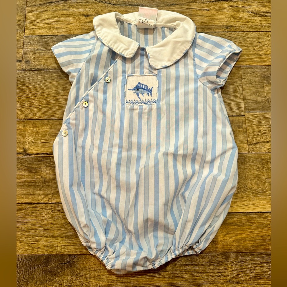 Blue and White Striped Baby Bubble